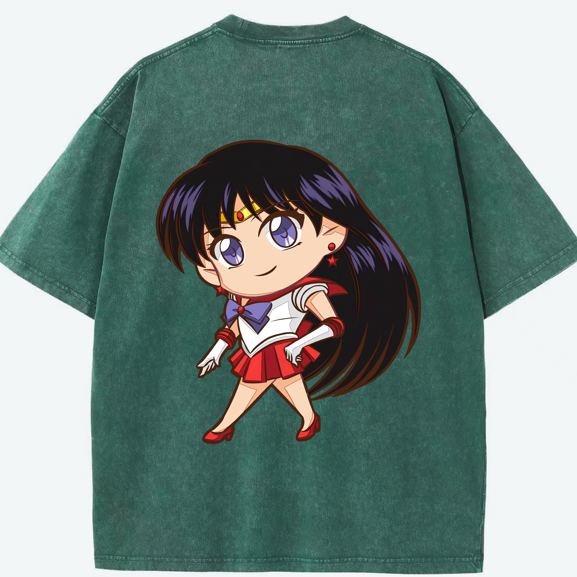 （画像用） 美少女戦士セーラームーン 火野レイ ひの レイ Sailor Moon Hino Rei （セーラーマーズ,Sailor Mars） 綿100% ヴィンテージ風 半袖Tシャツ（背面プリント）